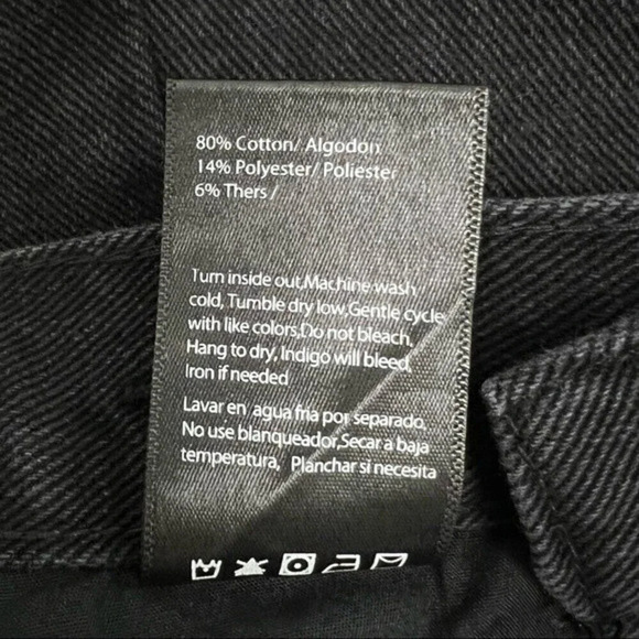 Insane Gene Hi-Rise Crossover Short Distressed Mom Jeans Shorts Black Y2K Size M - Picture 10 of 12